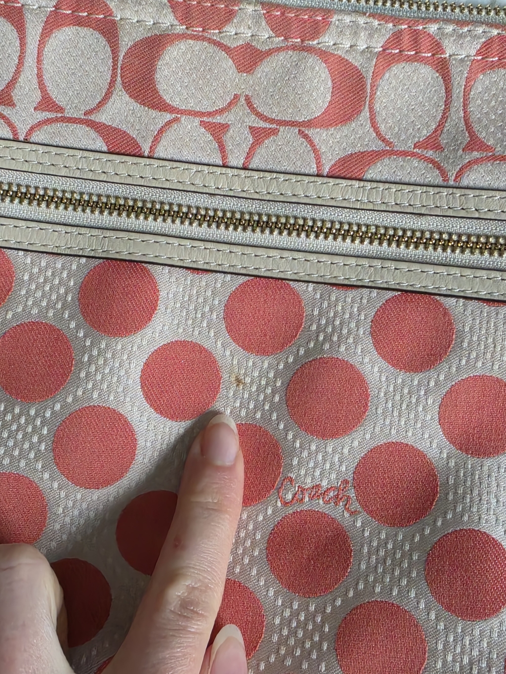 Coach Pink Polka Dot Signature Canvas Shoulder Bag - Picture 7 of 16